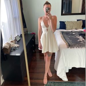 NBD X Naven Twins Cream Plunge A-Line Dress Sz XS